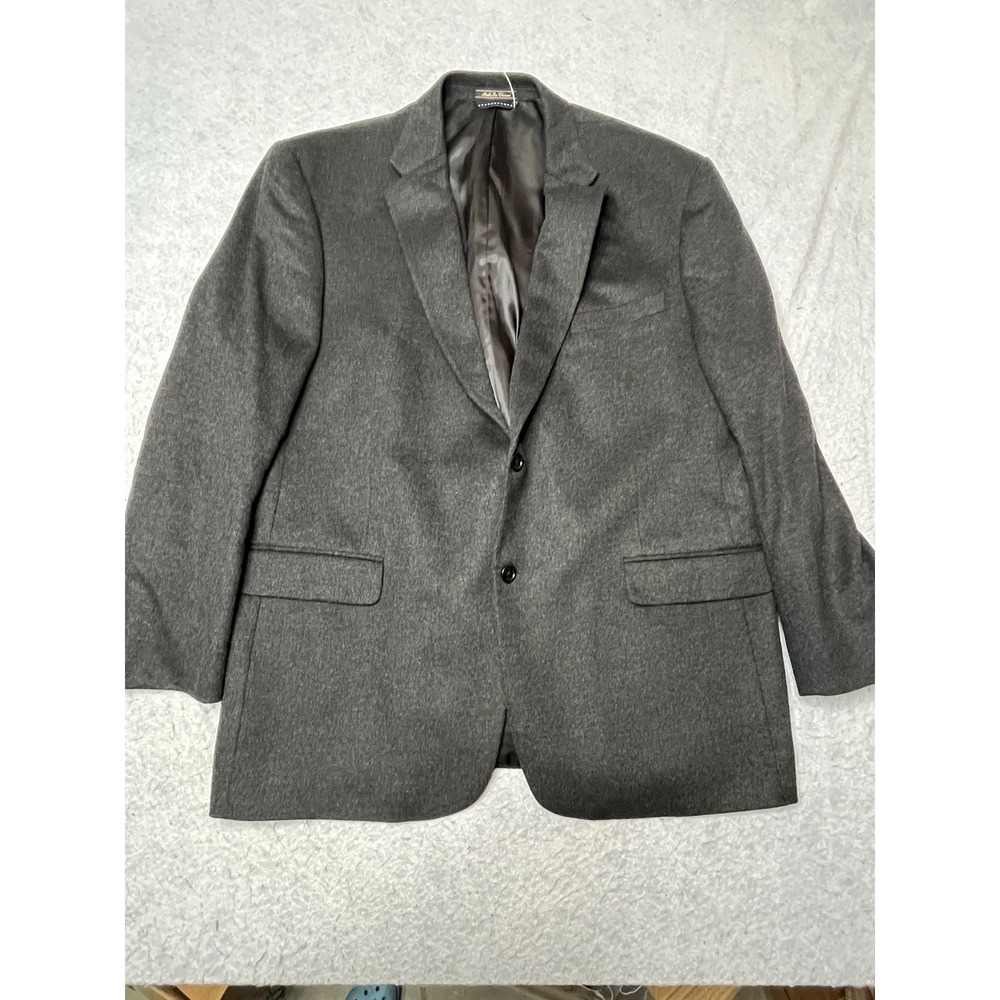 Tommy Hilfiger Mens 48R Blazer Wool Silk Cashmere Charcoal Gray 2 Button Jacket